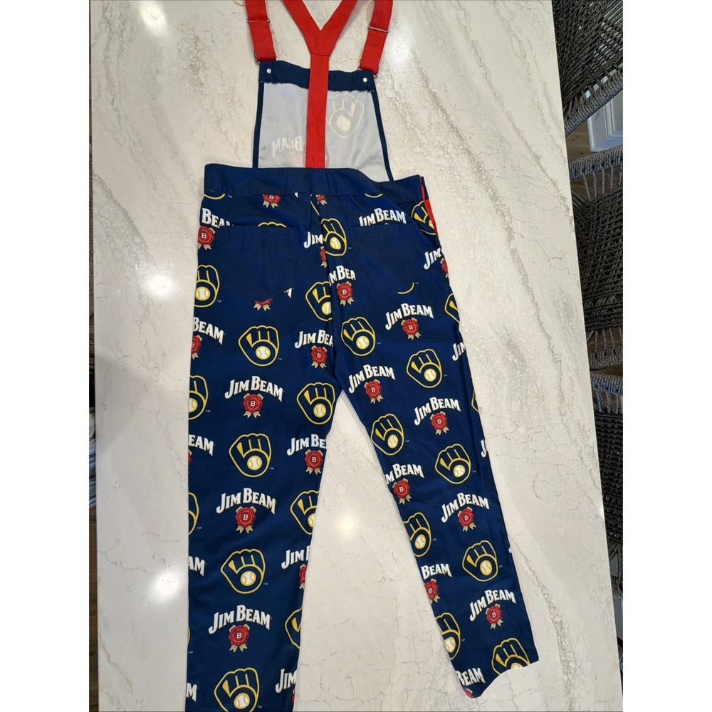 Milwaukee Brewers Jim Beam BSA/MLB 22 Drink Smart Overalls Bibs Size Medium EUC - Picture 7 of 10